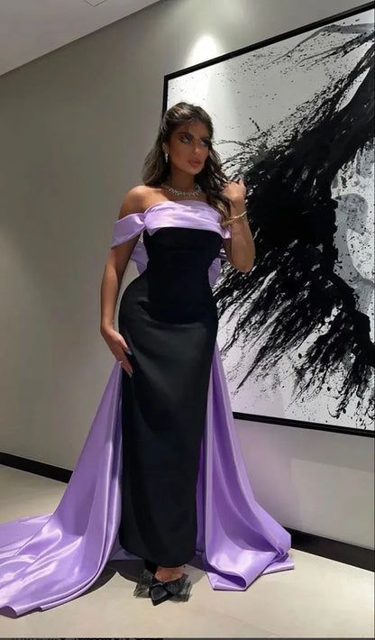 Fashionable Ball Gown Strapless Sleeveless Satin Bow Floor-Length Evening Dress