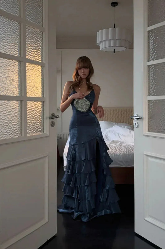 Fashionable Mermaid Off the Shoulder Sleeveless Satin Floor-Length Backless Prom Dress