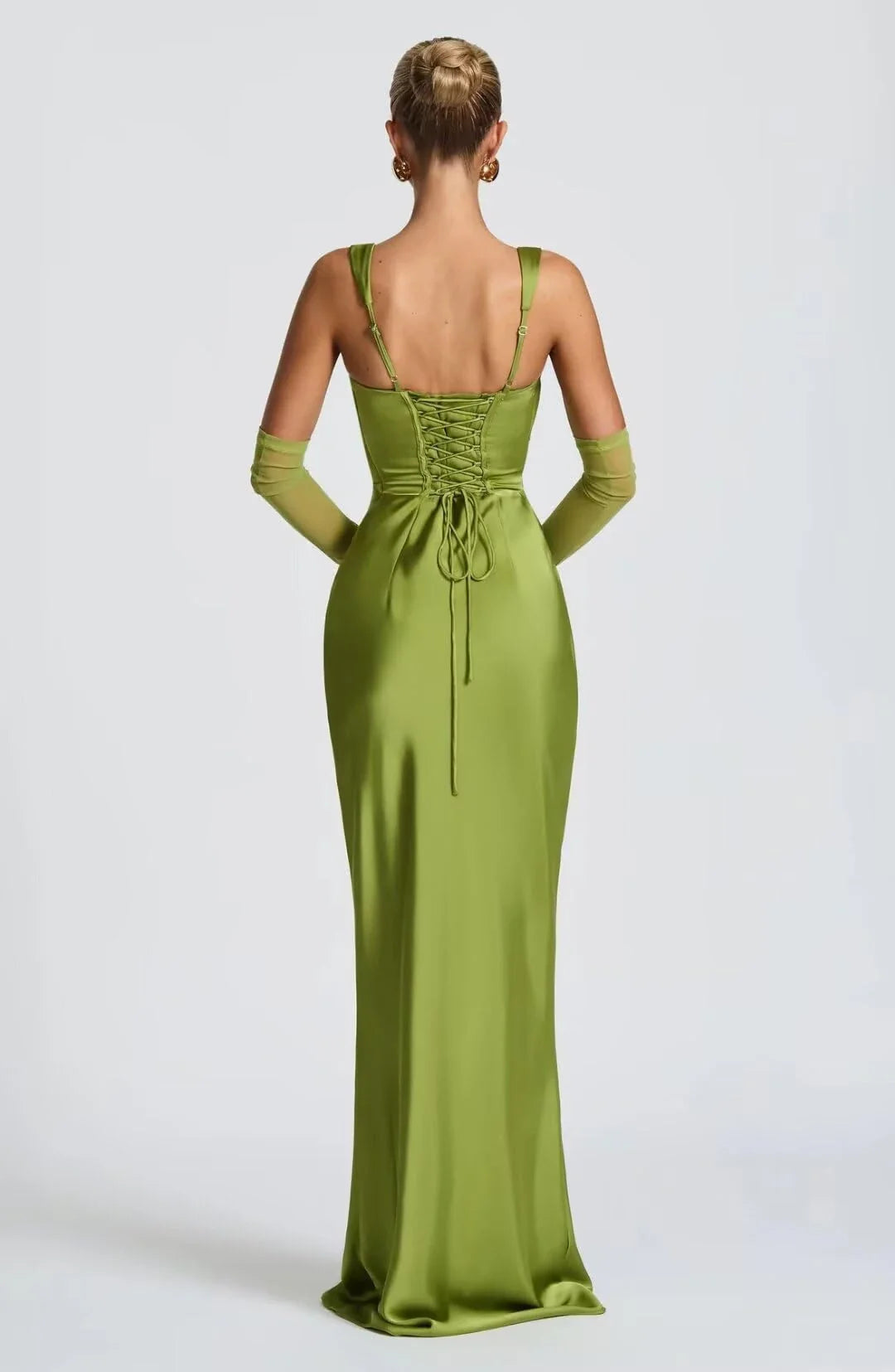 Fashionable Mermaid Straight Sleeveless Crisscross Back Floor-Length Side Slit prom dress for women