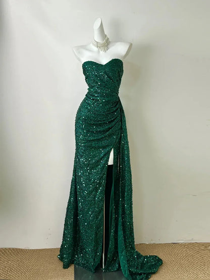 Fashionable Mermaid Strapless Backless Sweep/Brush Train Prom Dress