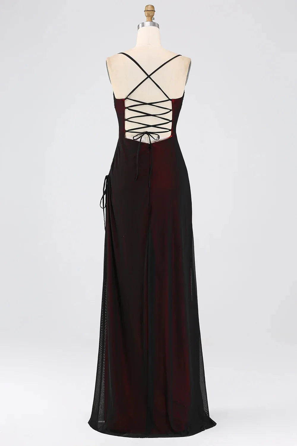 Fashionable SheathColumn Boat Neck Sleeveless Lace Up Floor-Length Bridesmaid Dress for women