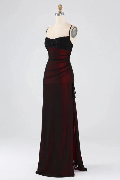Fashionable SheathColumn Boat Neck Sleeveless Lace Up Floor-Length Bridesmaid Dress for women