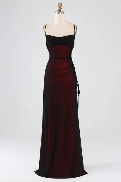 Fashionable SheathColumn Boat Neck Sleeveless Lace Up Floor-Length Bridesmaid Dress for women