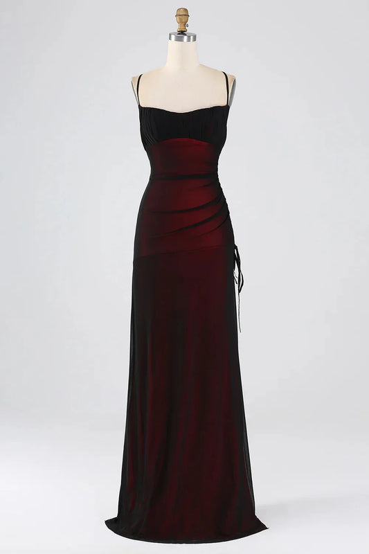 Fashionable SheathColumn Boat Neck Sleeveless Lace Up Floor-Length Bridesmaid Dress for women