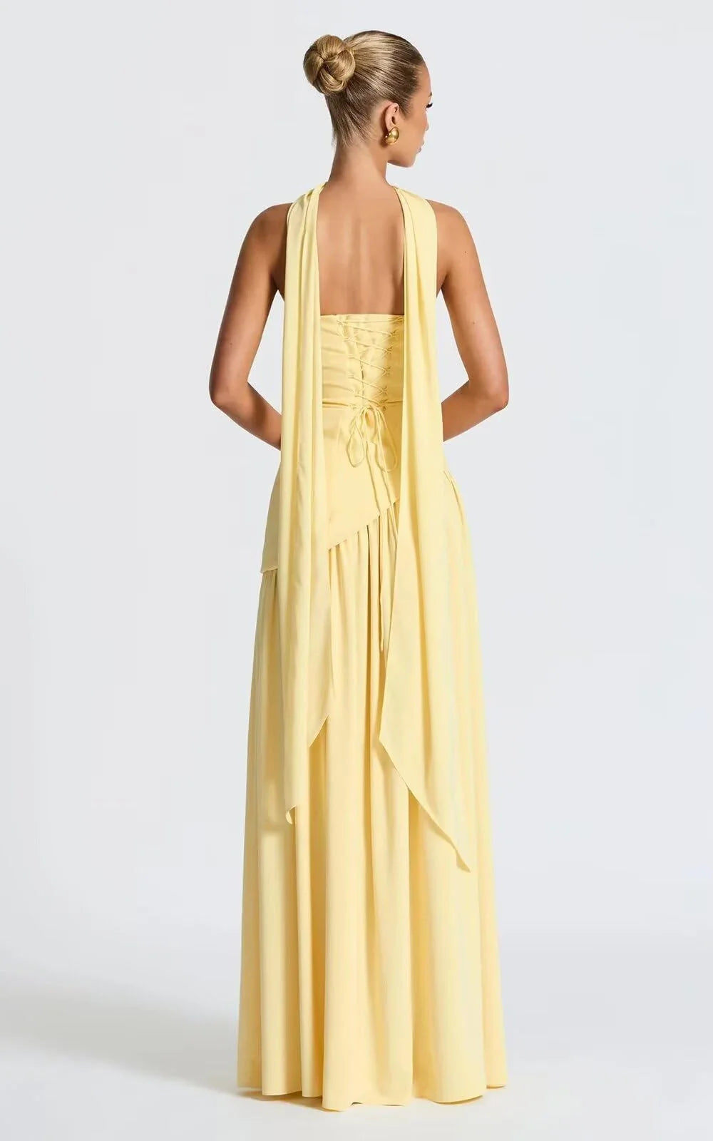 Fashionable Sheath/Column Halter Strapless Sleeveless Crisscross Back Floor-Length Side Slit prom dress for women