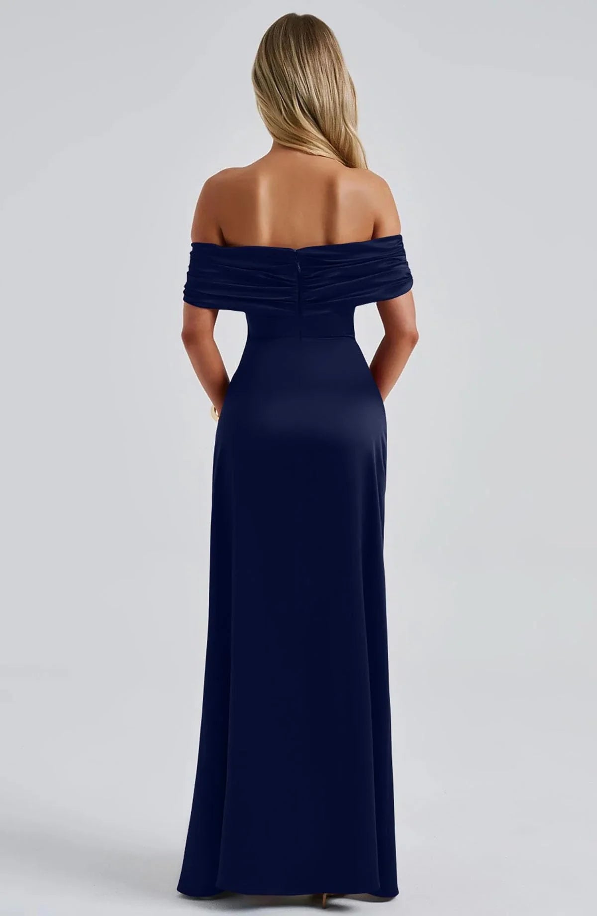 Fashionable SheathColumn Off the Shoulder Sleeveless Back Zip Floor-Length Side Slit for women