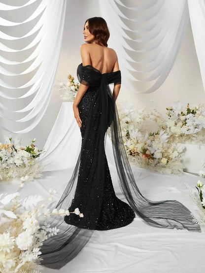 Fitted Black Prom Evening Dress