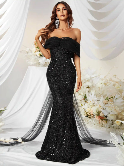 Fitted Black Prom Evening Dress