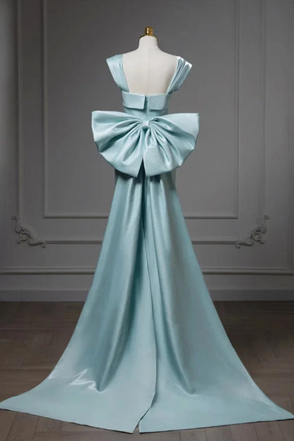 Formal Dresses Elegant Wide Straps Mermaid Bow Satin Long Evening Dress Prom Dress / Prom Dresses Store