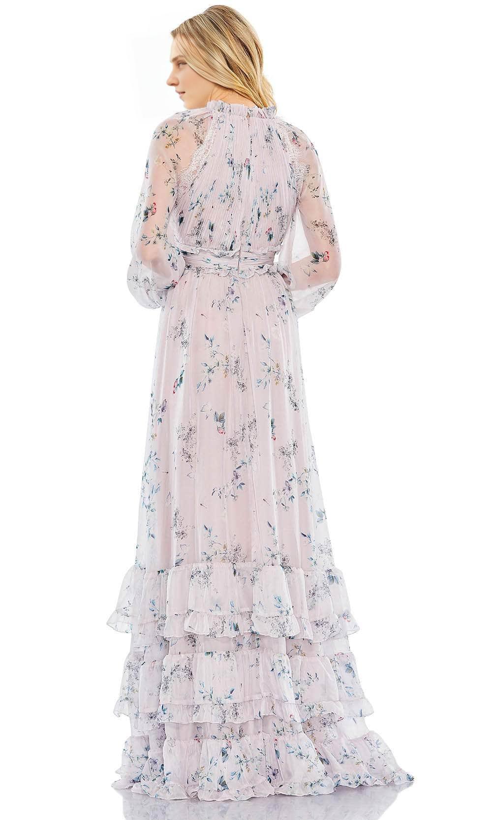 Formal Wear Dresses/ Floral Printed A-line Long Sleeves Ruched Bodice High Neck Prom Dress/ Evening Dresses For Women