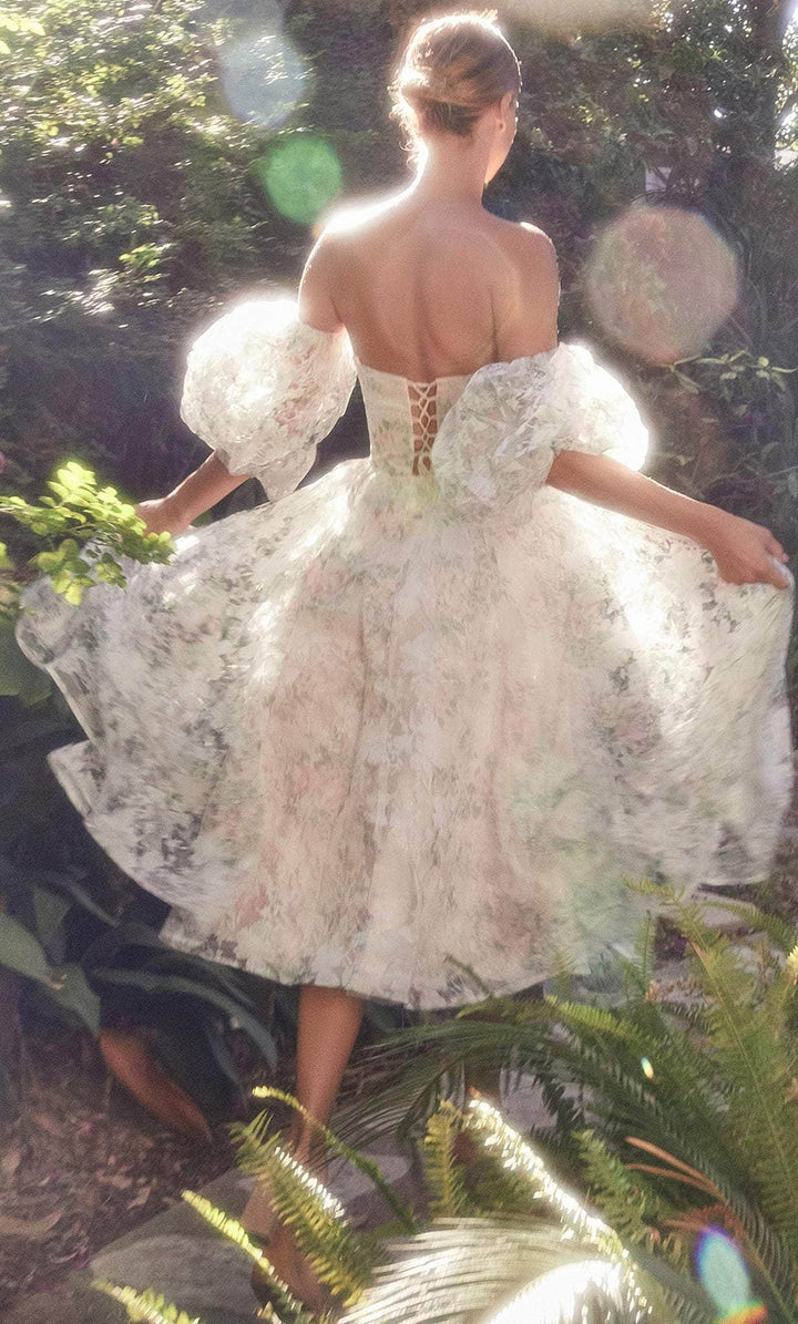 Formal Wear Dresses/ Strapless Detachable Sleeves Lace-Up Back Tea-Length Prom Dress/ Evening Dresses For Women