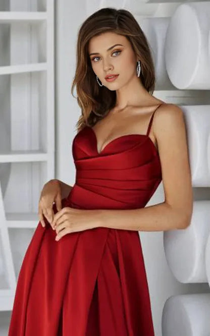 Formal Wear Dresses/Sweetheart Spaghetti Sheath Front Split Ruched Dress Prom Dress