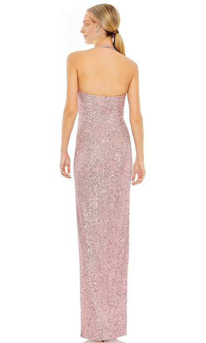 Formal Women's Dresses Halter Neck Sequined Evening Dress With Slit Floor Length Prom Dress / Stores With Prom Dresses