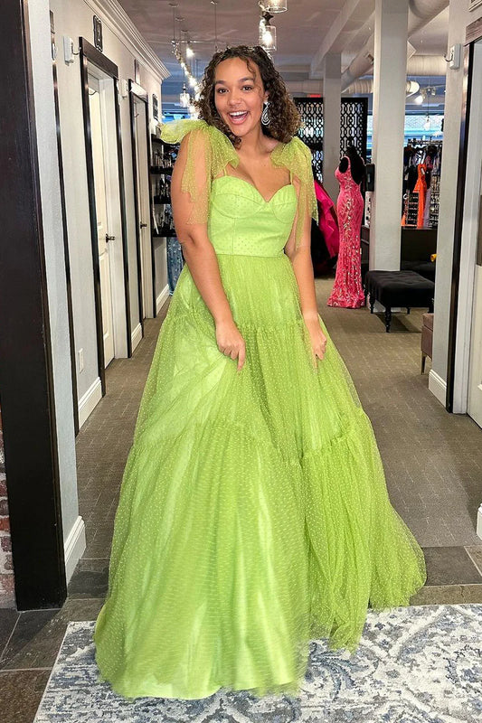 Formal Women's Dresses/Sage Green Sweetheart Tulle Long Prom Dresses with Bow Tie Evening Dress/Dress For Formal
