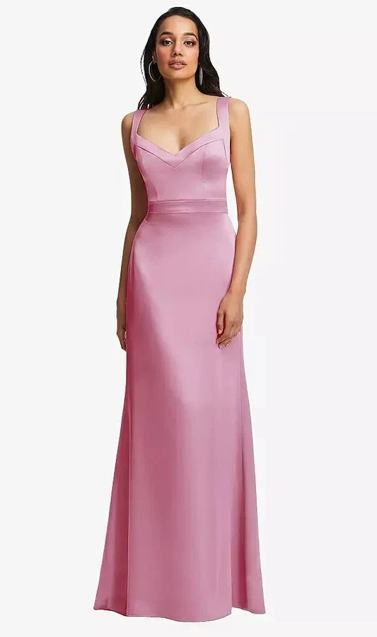Framed Bodice Criss Criss Open Back A-Line Maxi Dress in Powder Pink