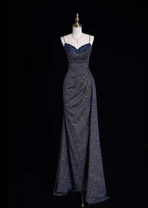 Glam Sheath Spaghetti Strap Sleeveless Lace Up Floor-Length Evening Dress