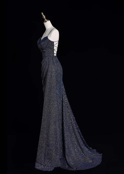 Glam Sheath Spaghetti Strap Sleeveless Lace Up Floor-Length Evening Dress