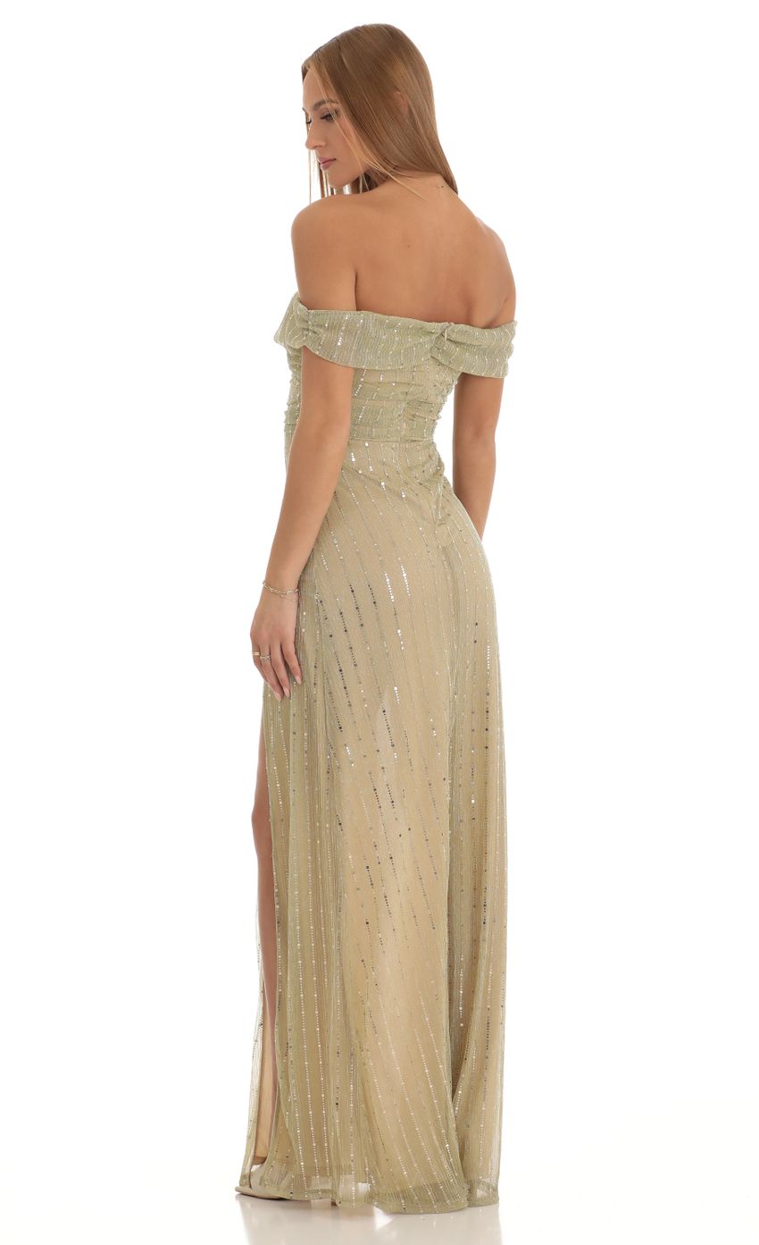 Glamorous A-Line Off-Shoulder Open-Back Sequin-Embellished Champagne Tulle Floor-Length Prom Dresses