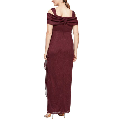 Glamorous A-Line Off-Shoulder Ruched Waist Ruffled Side Zip Back Maxi Evening Dress