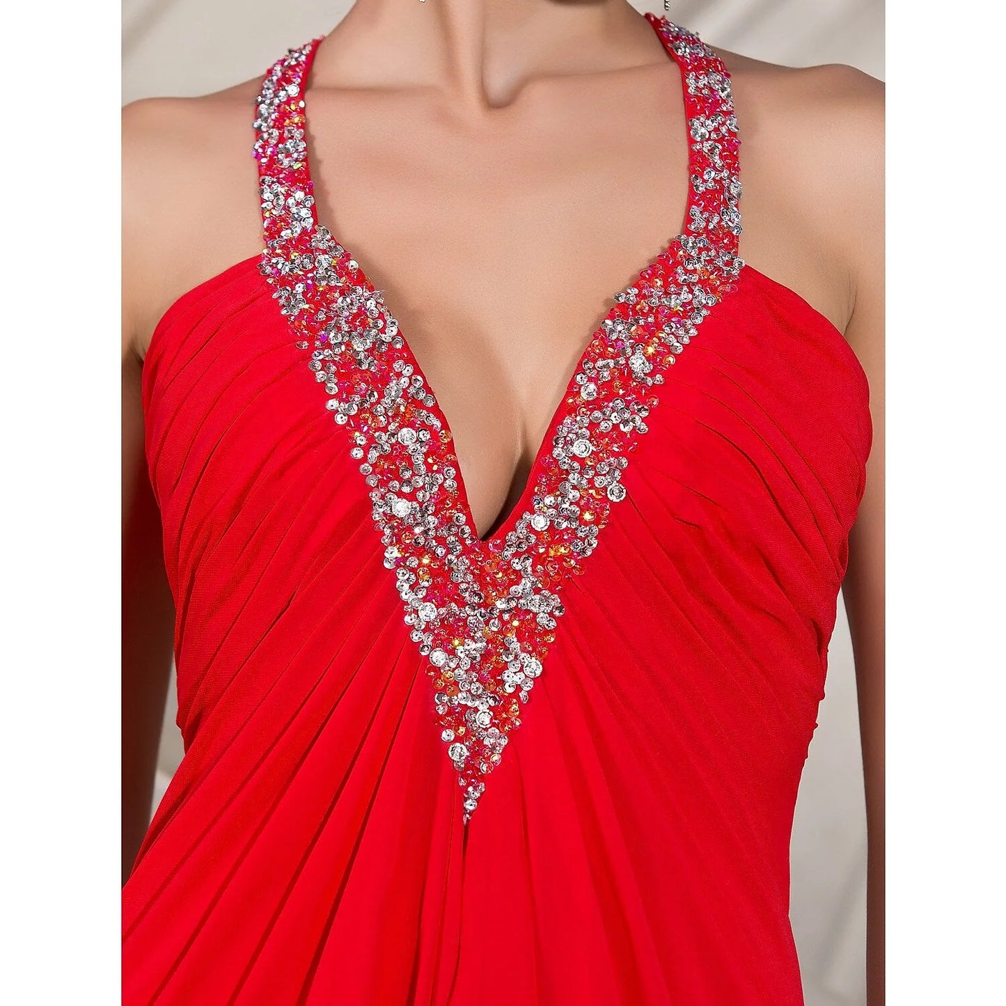 Full view of the A-line formal gown, emphasizing its celebrity-inspired style.