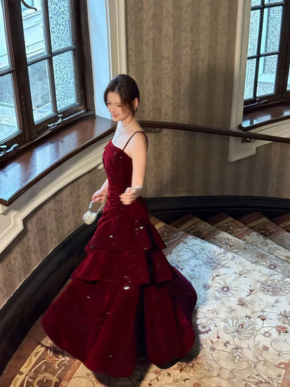 Glamorous A-Line Straight Neck Sleeveless Zipper Back Ankle-Length Party Evening Dress