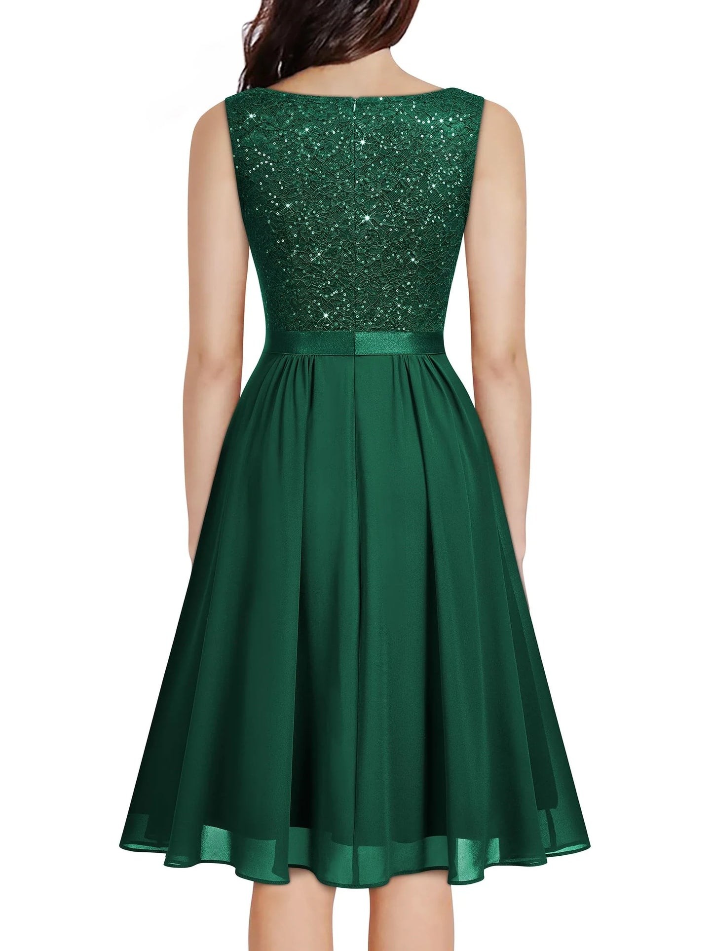 Glamorous A-Line V-Neck Sleeveless Zipper-Back Mini Evening Dress