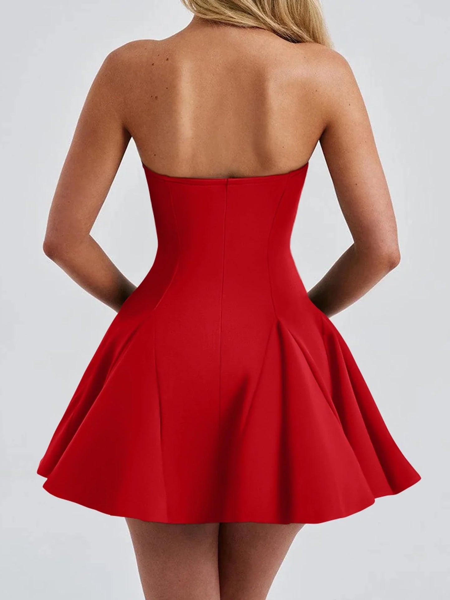 Glamorous Fit & Flare Strapless Sculpted Mini Evening Dress