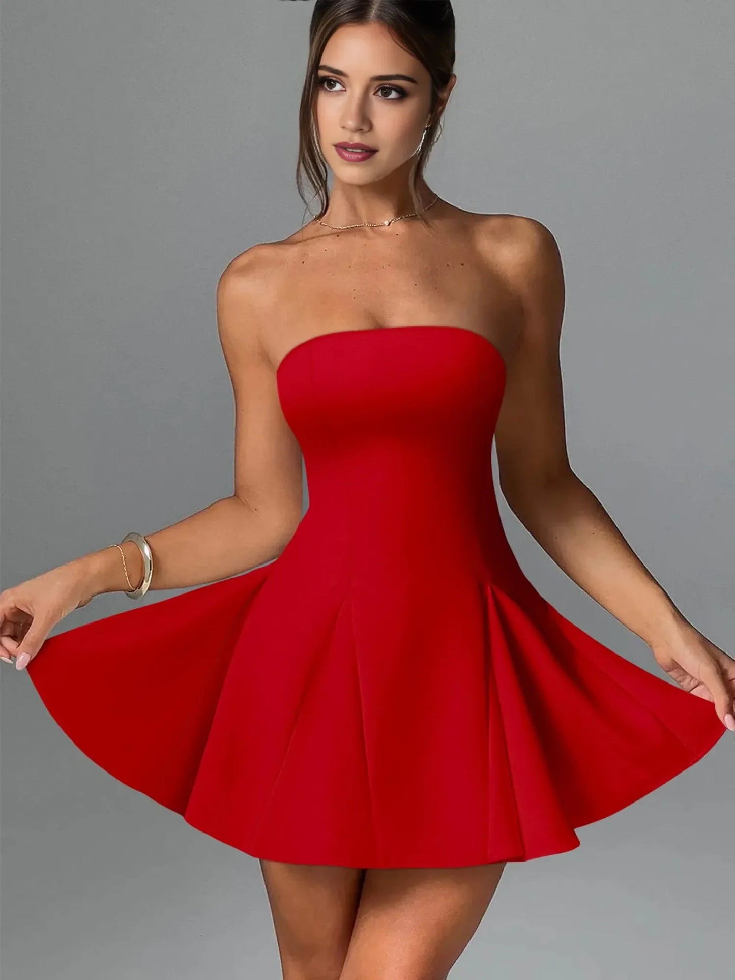 Glamorous Fit & Flare Strapless Sculpted Mini Evening Dress