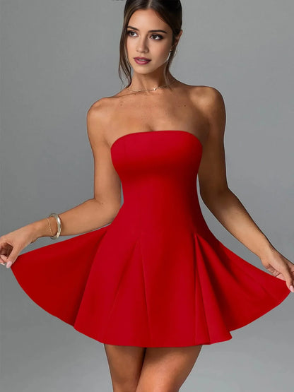 Glamorous Fit & Flare Strapless Sculpted Mini Evening Dress