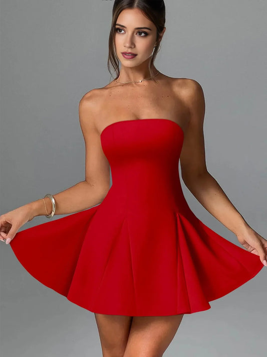 Glamorous Fit & Flare Strapless Sculpted Mini Evening Dress