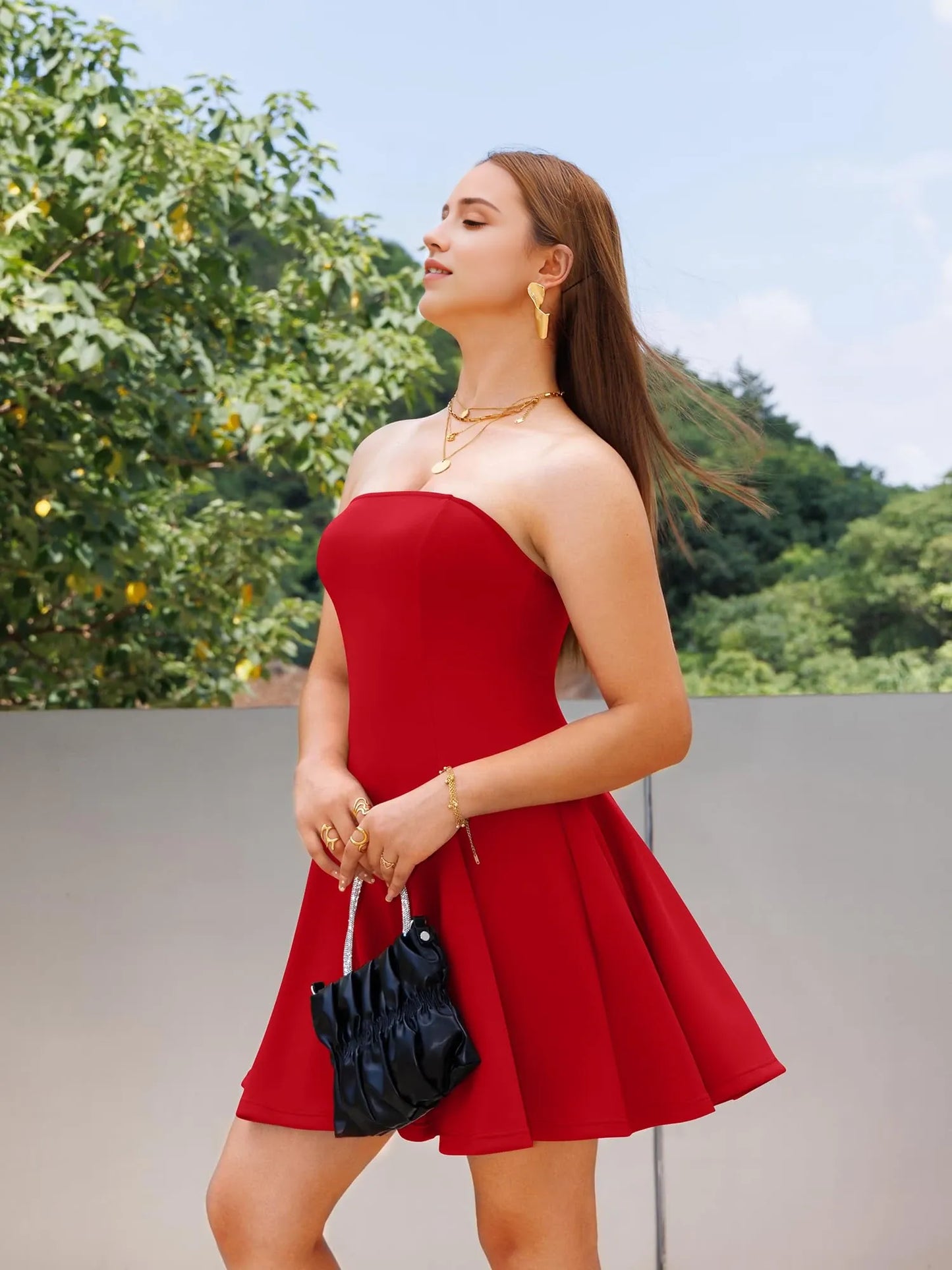 Glamorous Fit & Flare Strapless Sculpted Mini Evening Dress