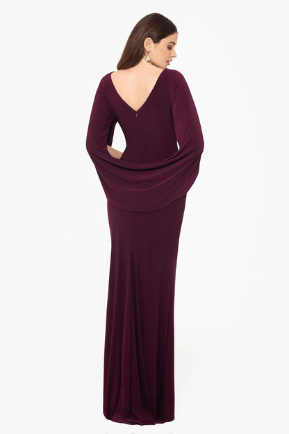 Glamorous Mermaid Boat Neck Draped Sleeve Zipper Back Floor - length Bridesmaid Dress