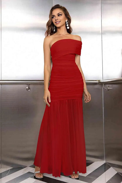 Glamorous Mermaid One - Shoulder Cap Sleeve Zipper - Back Floor - Length Mother of the Bride Dress