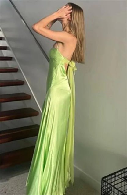 Glamorous Mermaid Sweetheart Neck Spaghetti Strap Tie Back High-Slit Floor-Length Evening Dress