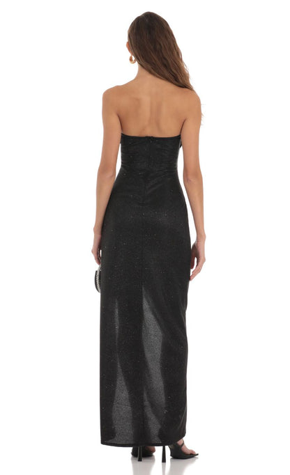 Glamorous Sheath Sweetheart Strapless Open-Back Glitter Jersey High-Low Prom Dresses