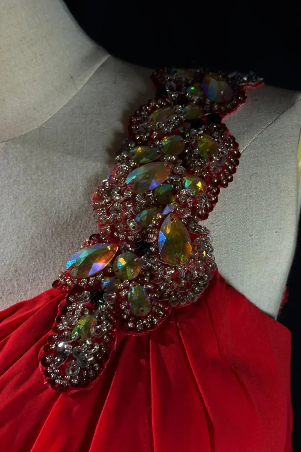 Glamorous A-Line One Shoulder Sleeveless Crystal Pleated Sweep/Brush Train Prom Dress