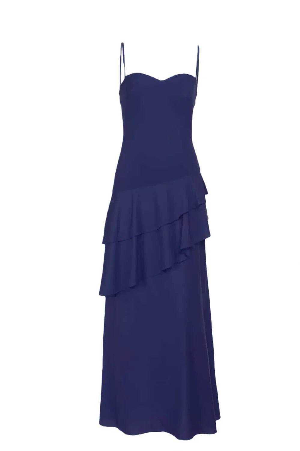 Glamorous A-Line Spaghetti Strap Sleeveless Ruffled Chiffon Floor-Length Prom Dress