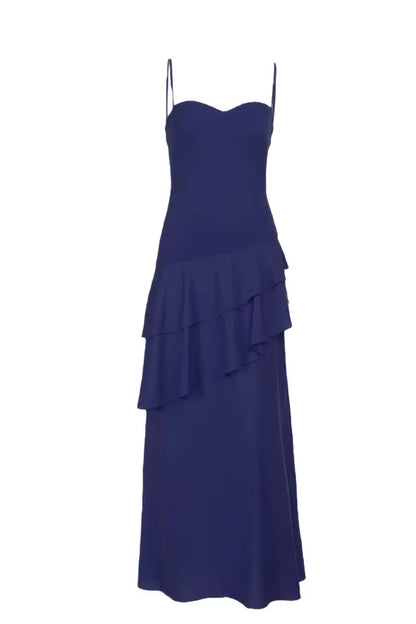 Glamorous A-Line Spaghetti Strap Sleeveless Ruffled Chiffon Floor-Length Prom Dress