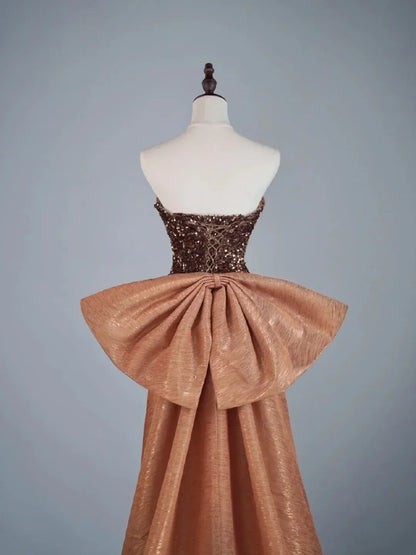 Glamorous Mermaid Strapless Sweetheart Lace-Up Back Floor-Length Sequin Evening Gown