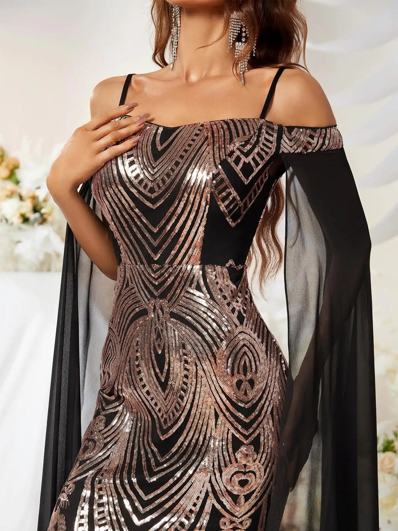 Glitter Sequin Mermaid Evening Dress