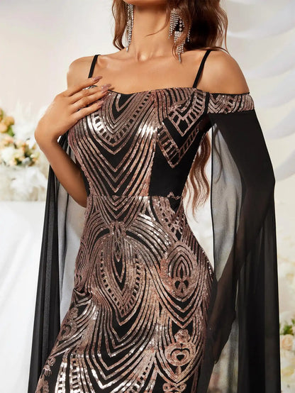 Glitter Sequin Mermaid Evening Dress