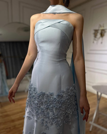 Gorgeous A-Line Strapless Sleeveless Lace Up Sweep/Brush Train Prom Dresses