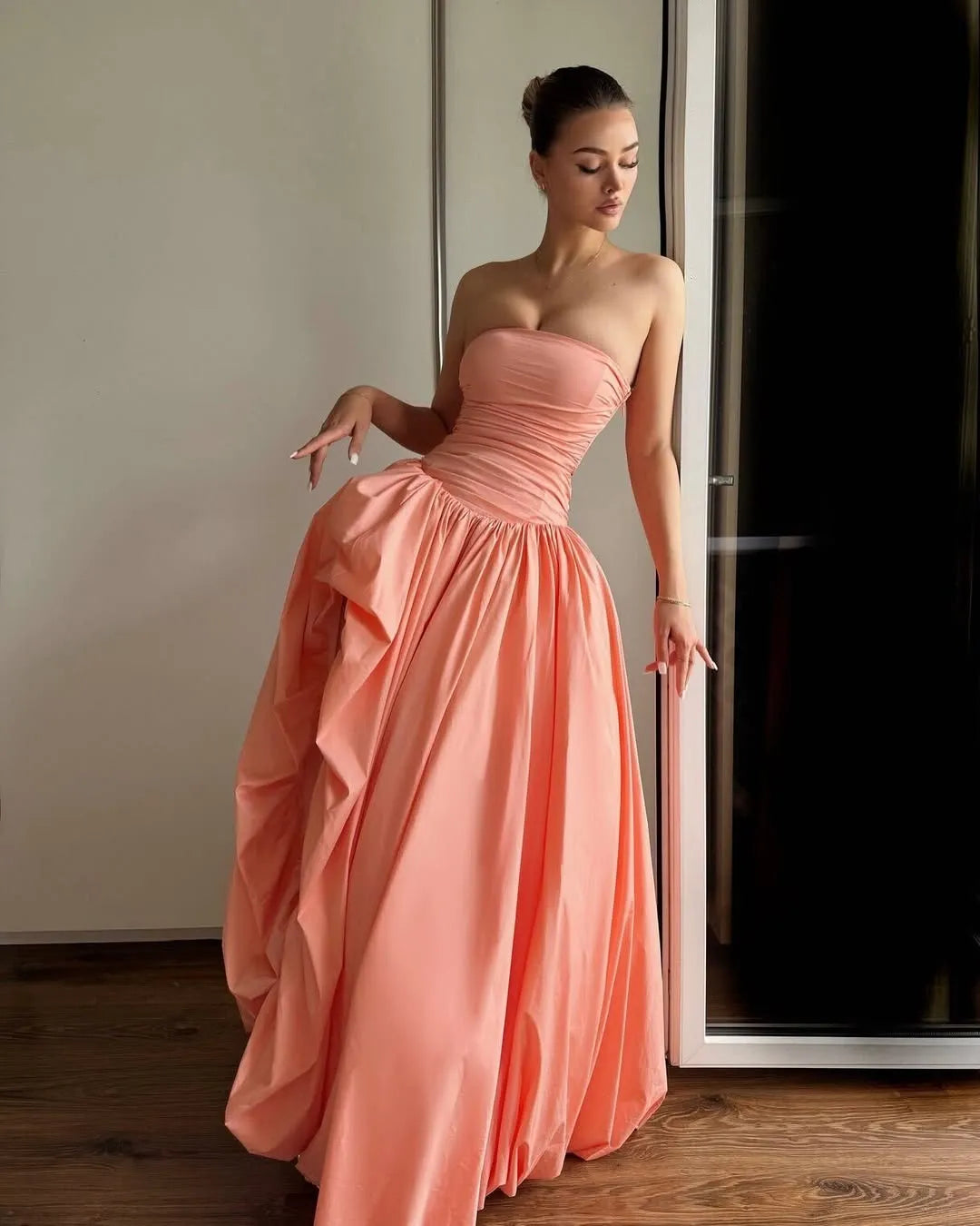 Gorgeous A-Line Strapless Sleeveless Pleated Asymmetrical-Length Prom Dress