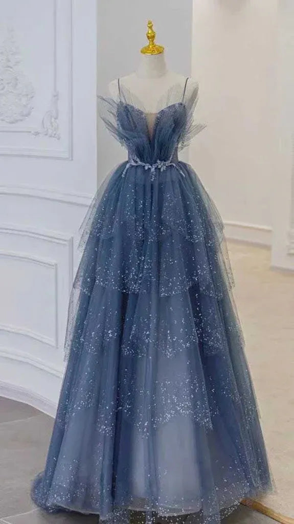 Gorgeous A-line Off the Shoulder Sleeveless Tulle Floor-Length Backless Prom Dress