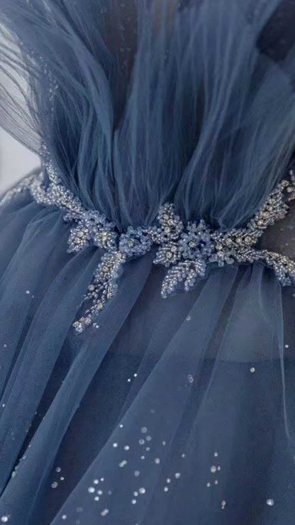 Gorgeous A-line Off the Shoulder Sleeveless Tulle Floor-Length Backless Prom Dress