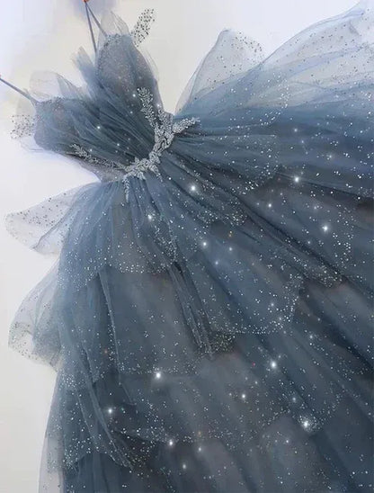 Gorgeous A-line Off the Shoulder Sleeveless Tulle Floor-Length Backless Prom Dress