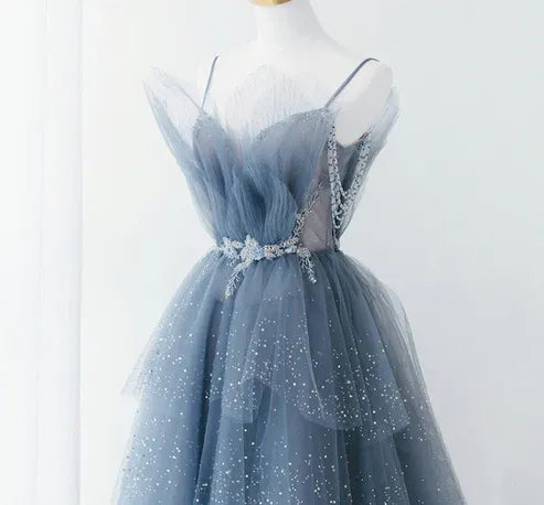 Gorgeous A-line Off the Shoulder Sleeveless Tulle Floor-Length Backless Prom Dress