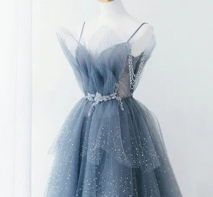 Gorgeous A-line Off the Shoulder Sleeveless Tulle Floor-Length Backless Prom Dress