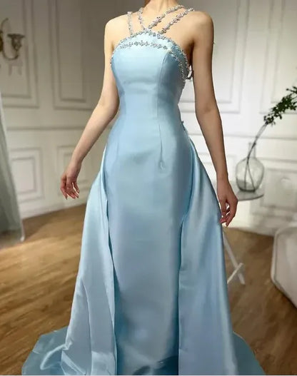 Gorgeous Ball Gown Off the Shoulder Sleeveless Satin Pleated Sweep Train Evening Dress