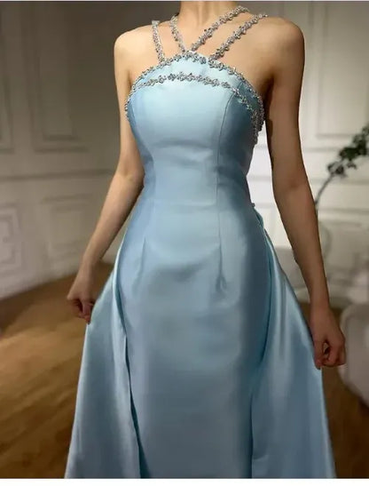 Gorgeous Ball Gown Off the Shoulder Sleeveless Satin Pleated Sweep Train Evening Dress